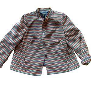 TALBOTS Woman‎ Striped Collarless Button Front Blazer Jacket Multicolor